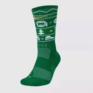 Nike Men Elite Crew Basketball Christmas Green Socks SX7866-312 Small New W Tags